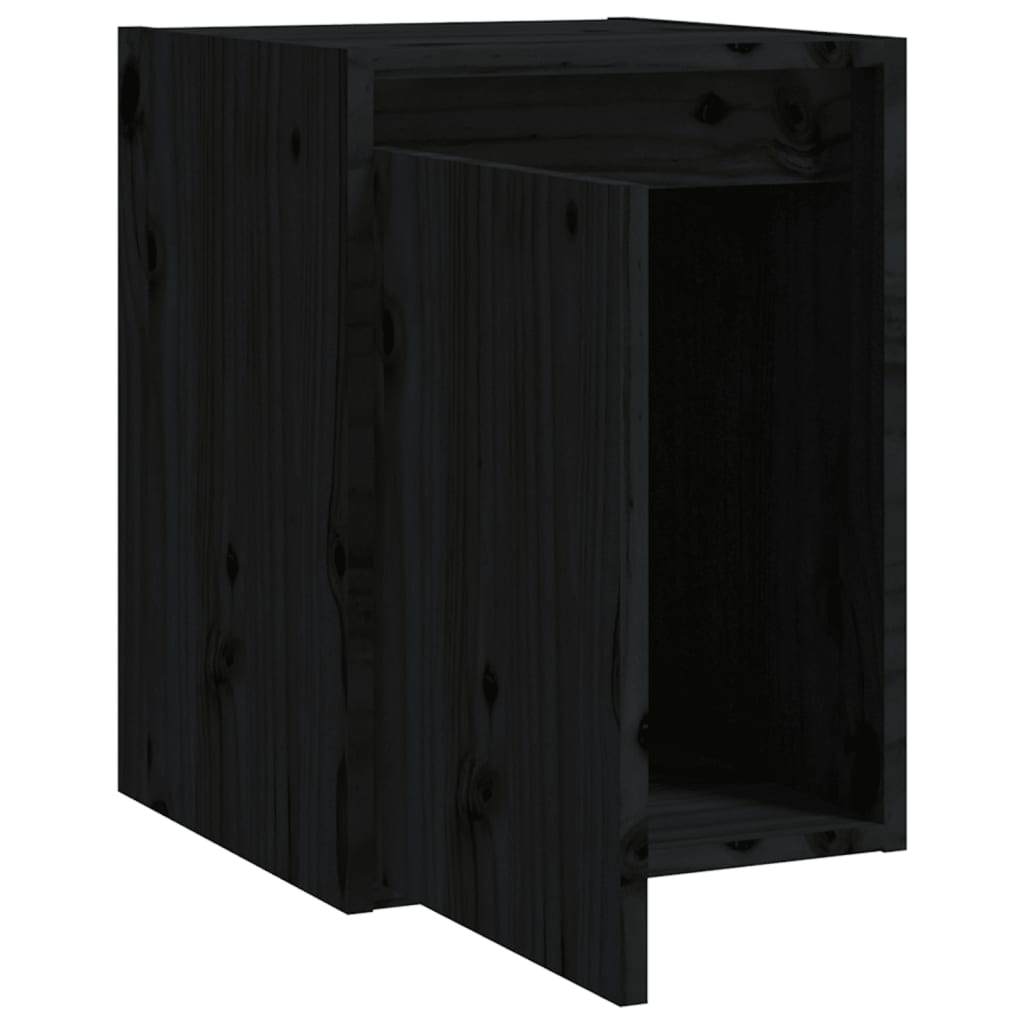 Wandkast 30X30X40 Cm Massief Grenenhout Zwart