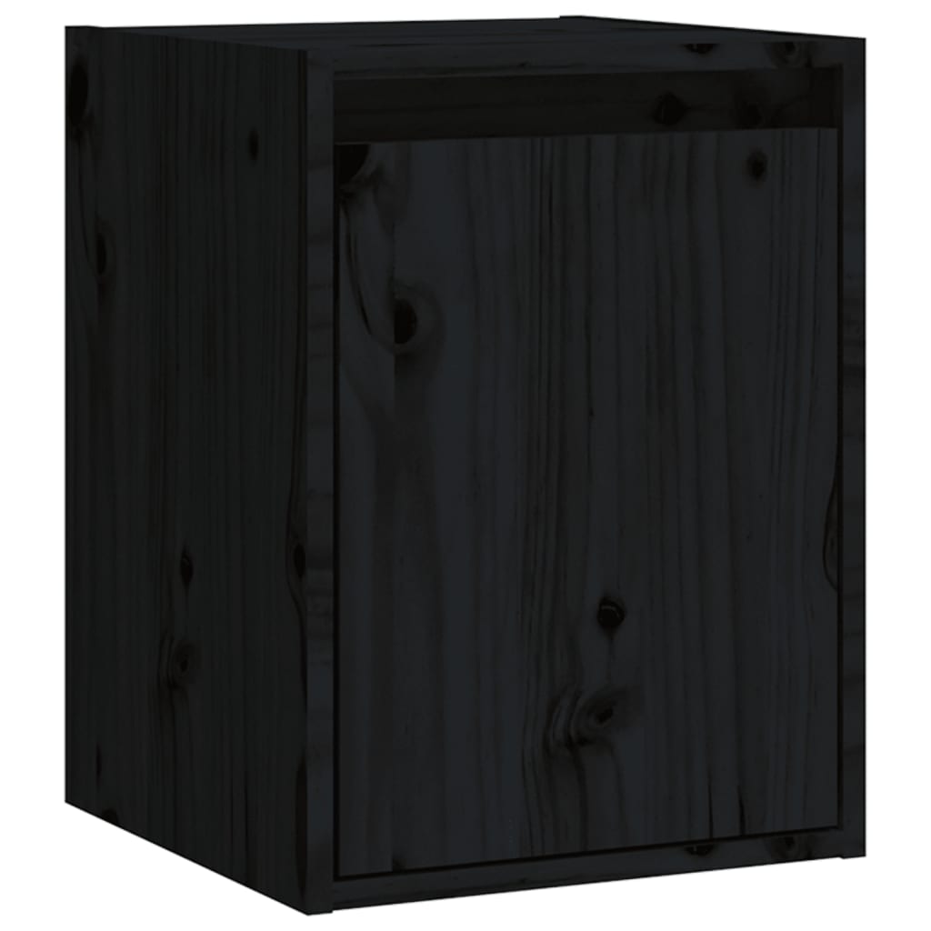 Wandkasten 2 St 30X30X40 Cm Massief Grenenhout Zwart