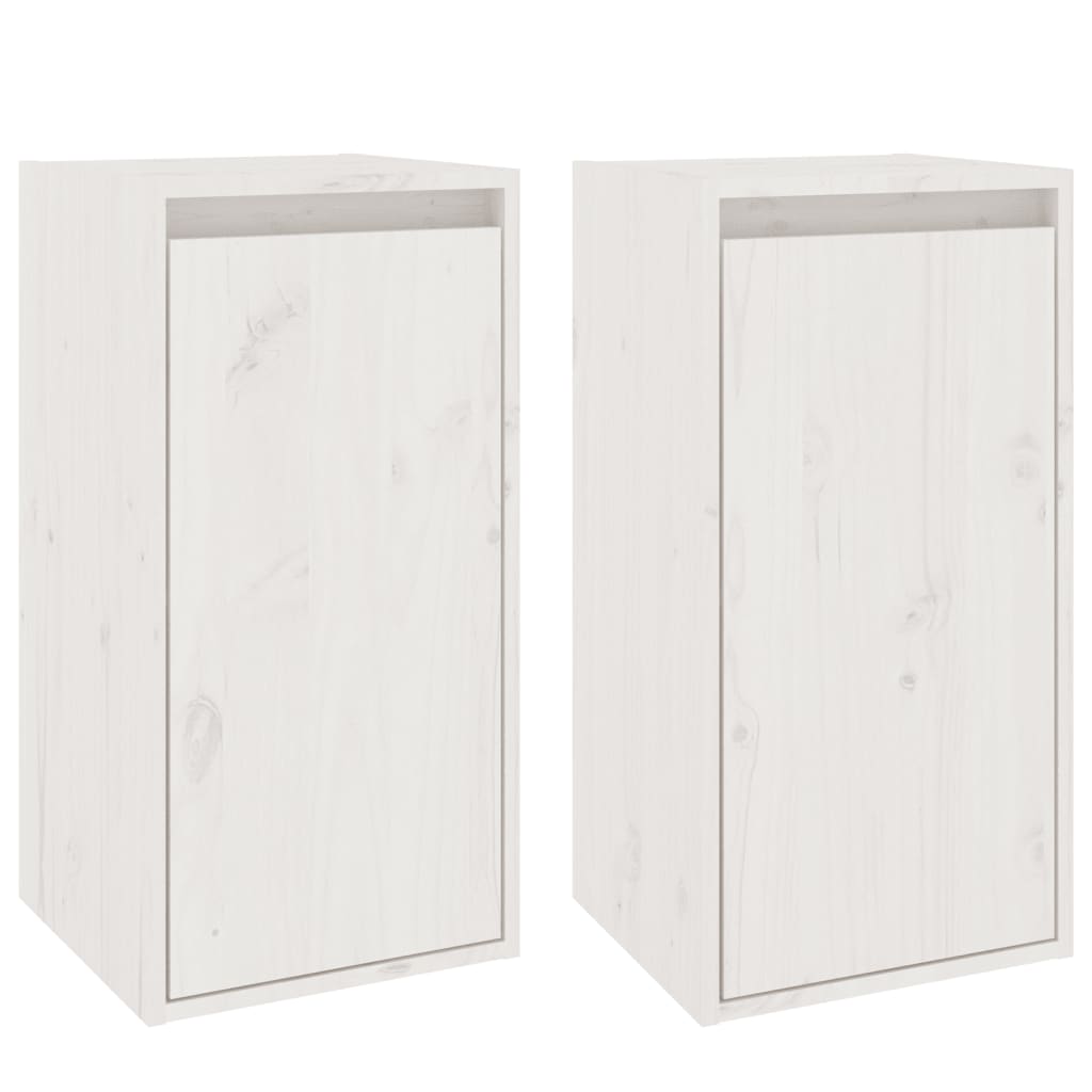 Wandkasten 2 St 30X30X60 Cm Massief Grenenhout Wit