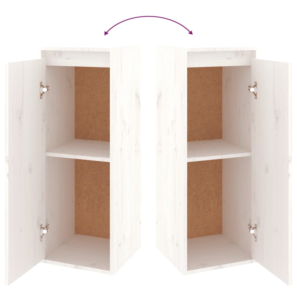 Wandkasten 2 St 30X30X80 Cm Massief Grenenhout Wit