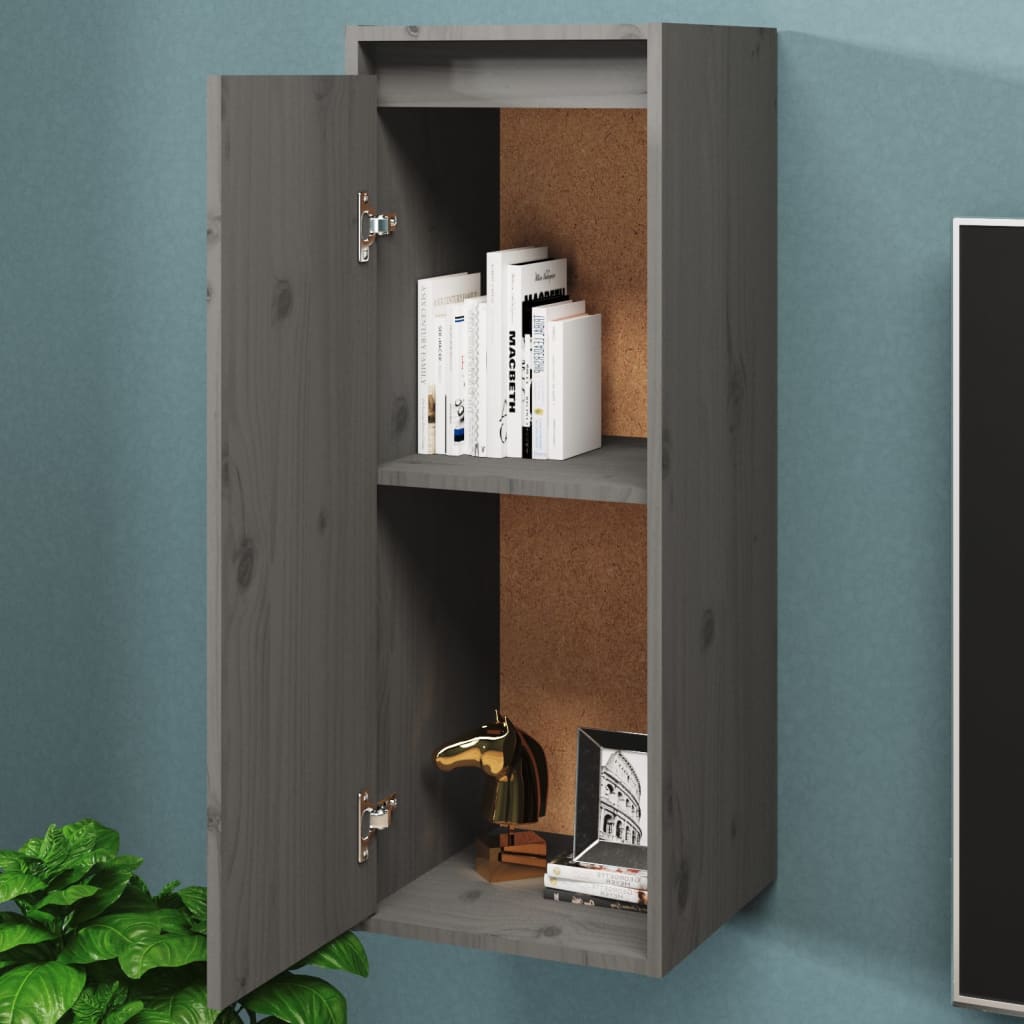 Wandkast 30X30X80 Cm Massief Grenenhout Grijs
