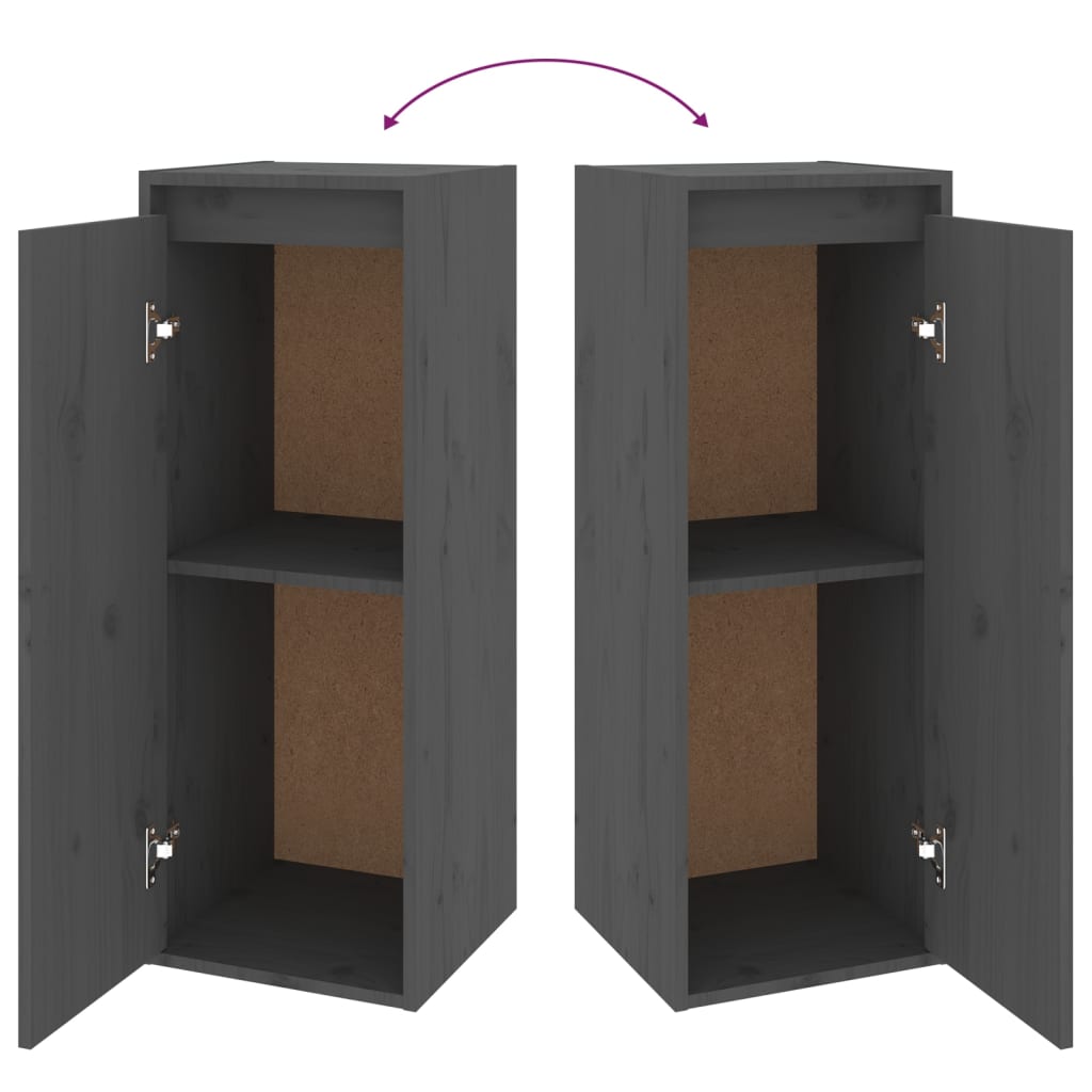 Wandkast 30X30X80 Cm Massief Grenenhout Grijs