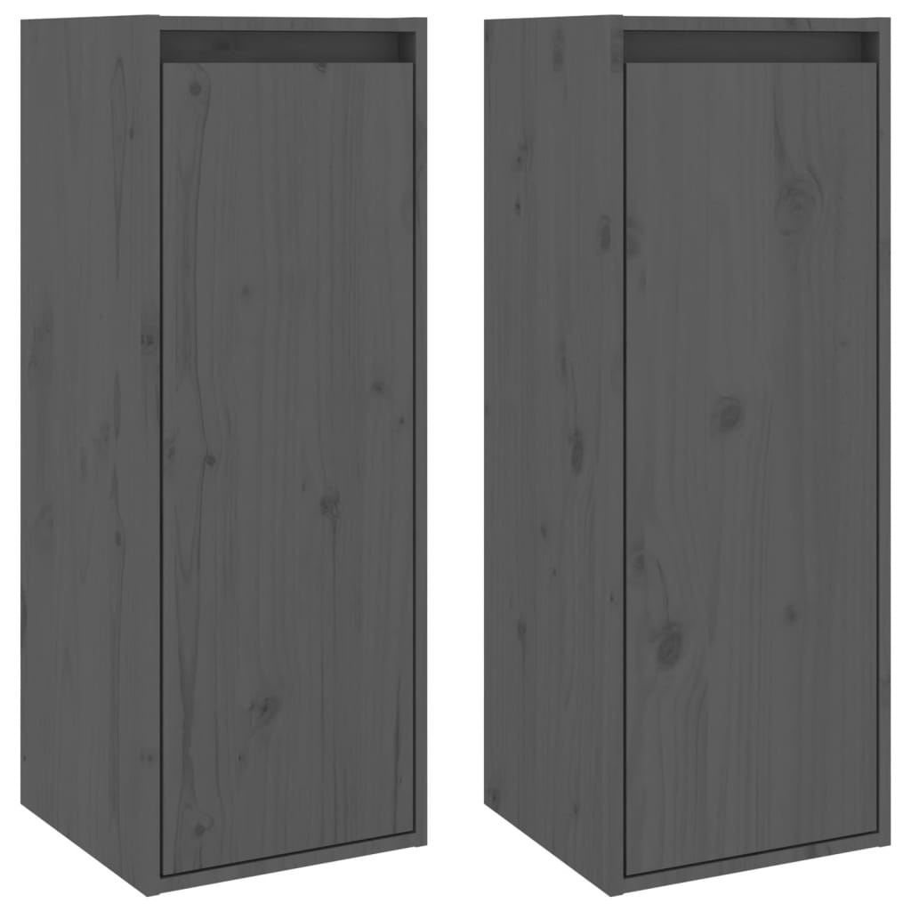 Wandkasten 2 St 30X30X80 Cm Massief Grenenhout Grijs