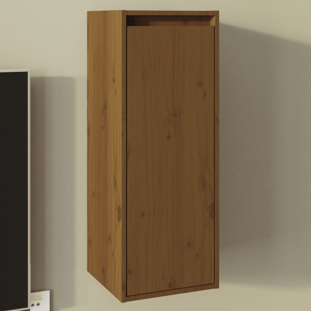 Wandkast 30X30X80 Cm Massief Grenenhout Honingbruin