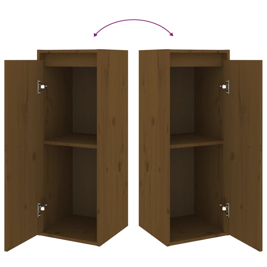 Wandkasten 2 St 30X30X80 Cm Massief Grenenhout Honingbruin