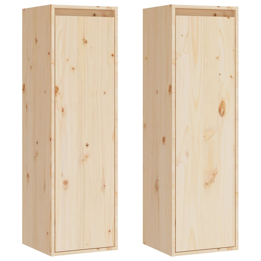 Wandkasten 2 St 30X30X100 Cm Massief Grenenhout