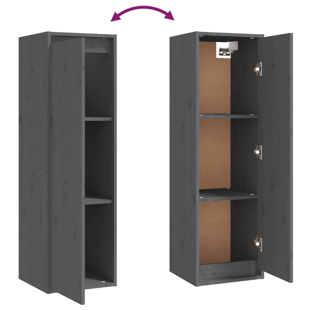 Wandkast 30X30X100 Cm Massief Grenenhout Grijs