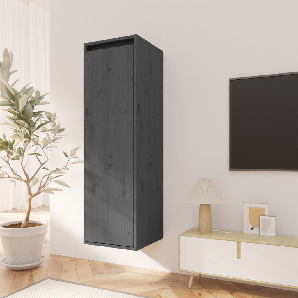 Wandkast 30X30X100 Cm Massief Grenenhout Grijs