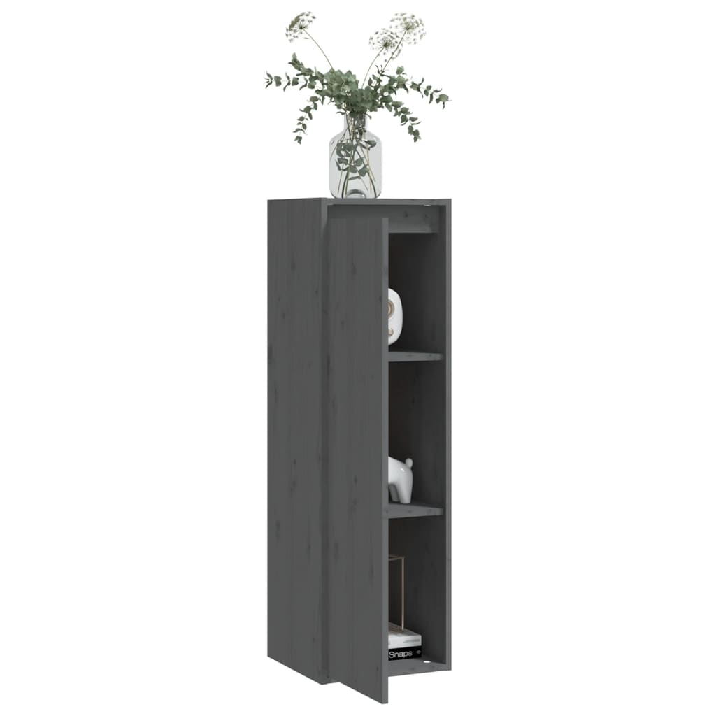 Wandkast 30X30X100 Cm Massief Grenenhout Grijs