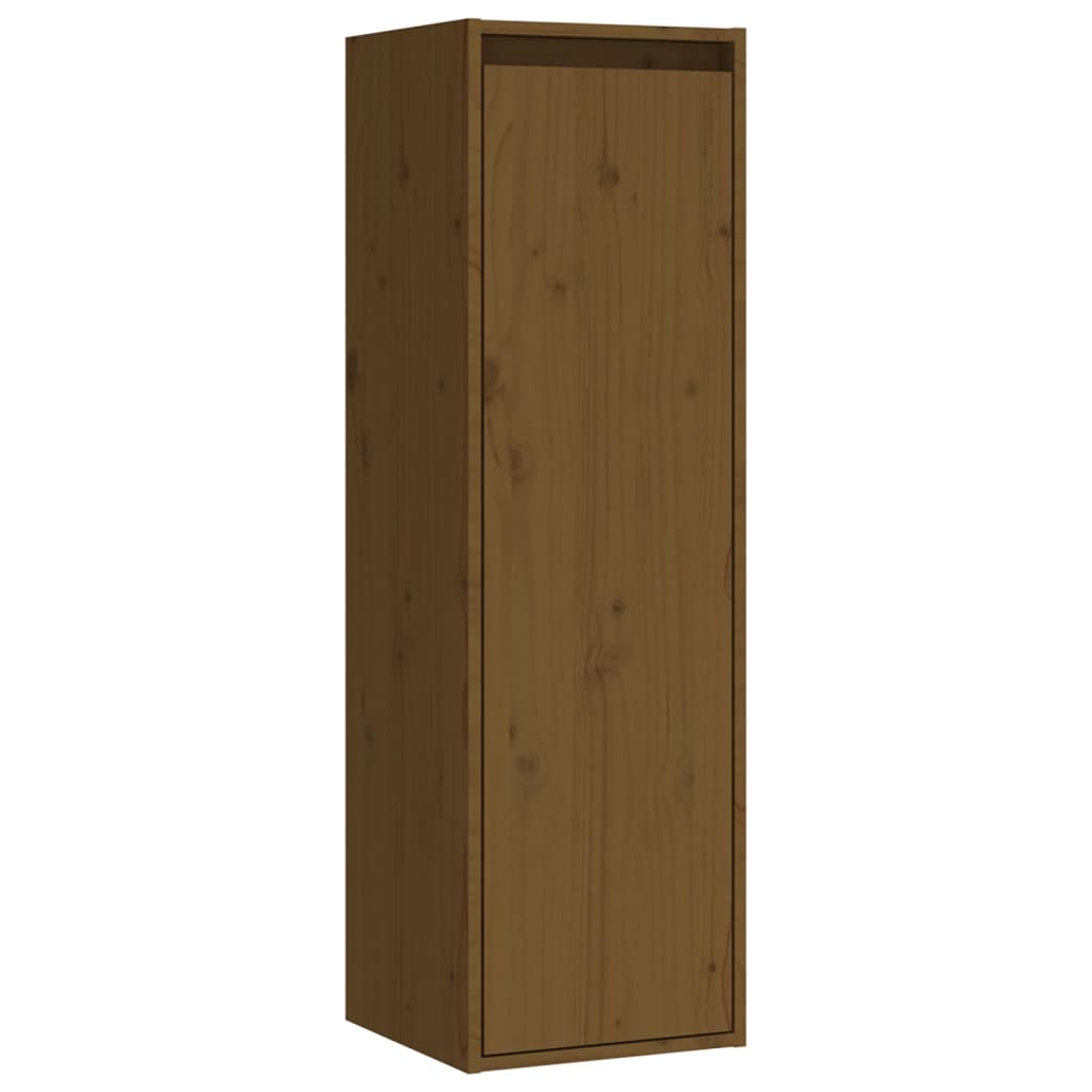 Wandkasten 2 St 30X30X100 Cm Massief Grenenhout Honingbruin