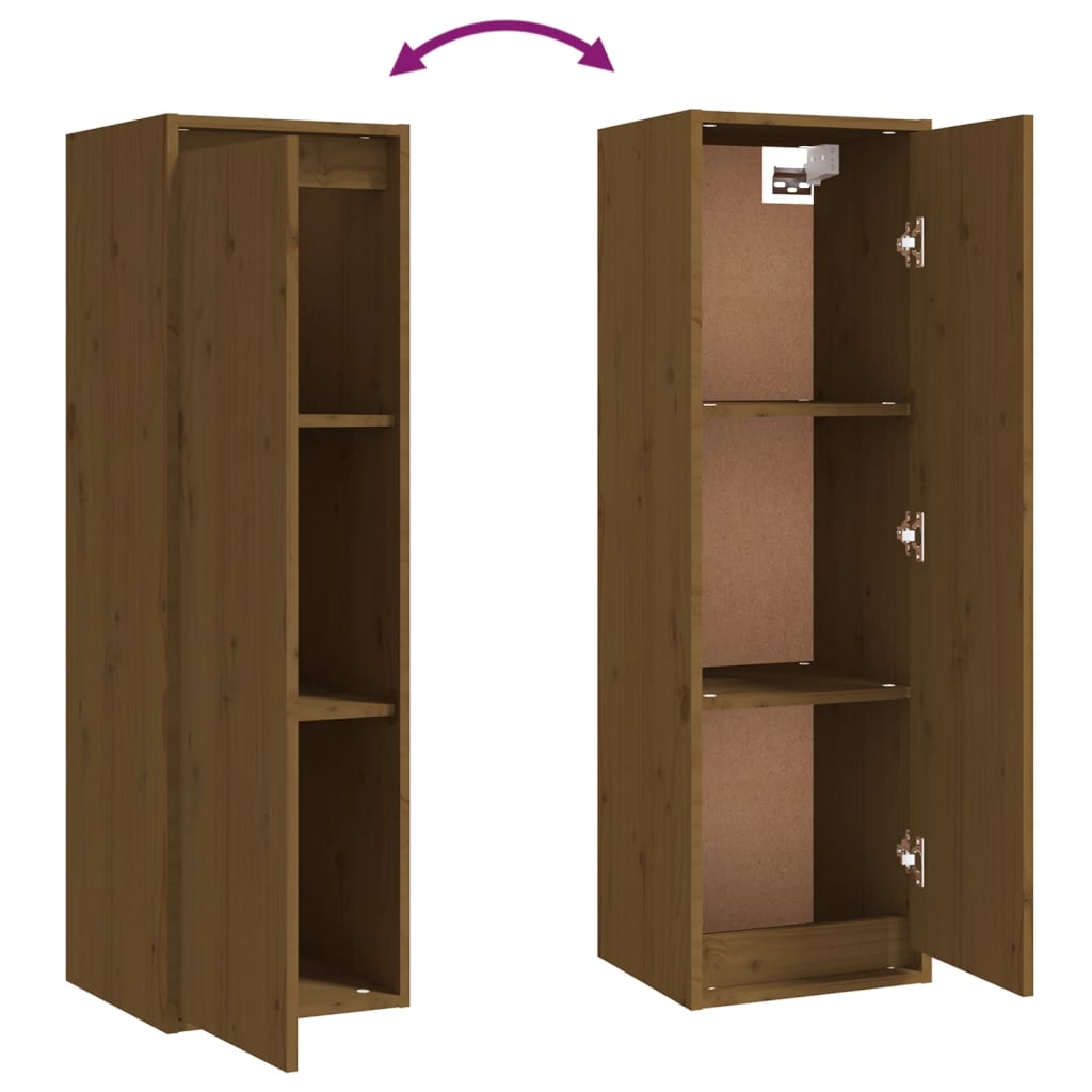 Wandkasten 2 St 30X30X100 Cm Massief Grenenhout Honingbruin