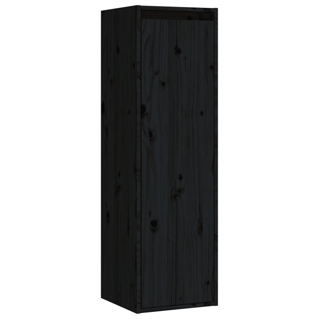 Wandkast 30X30X100 Cm Massief Grenenhout Zwart