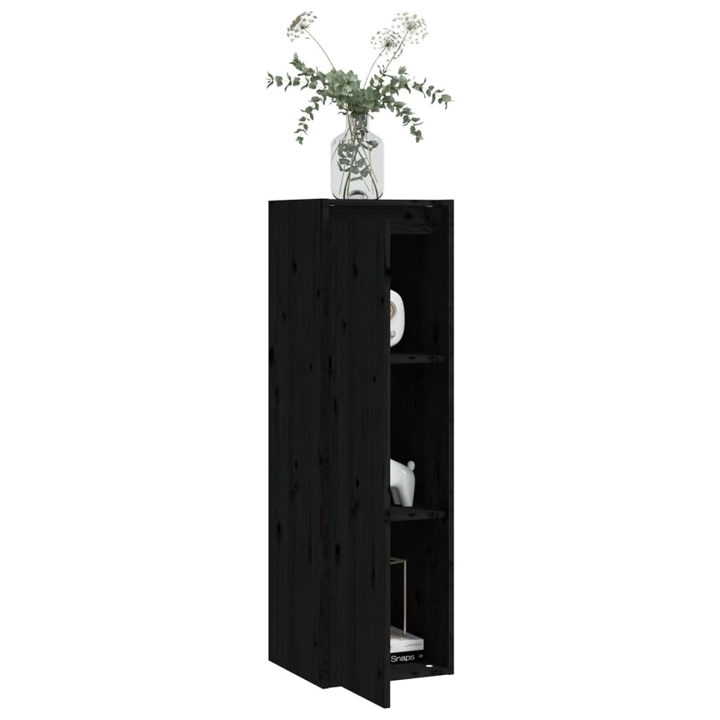 Wandkast 30X30X100 Cm Massief Grenenhout Zwart