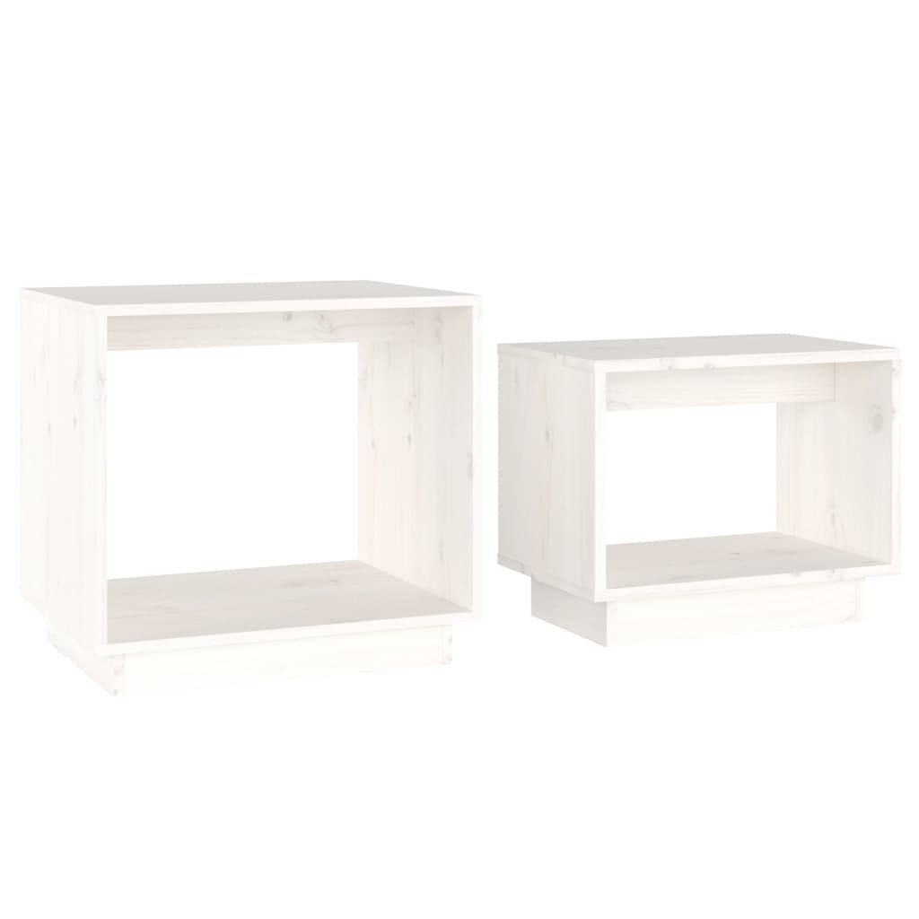 2-Delige Salontafelset Massief Grenenhout Wit