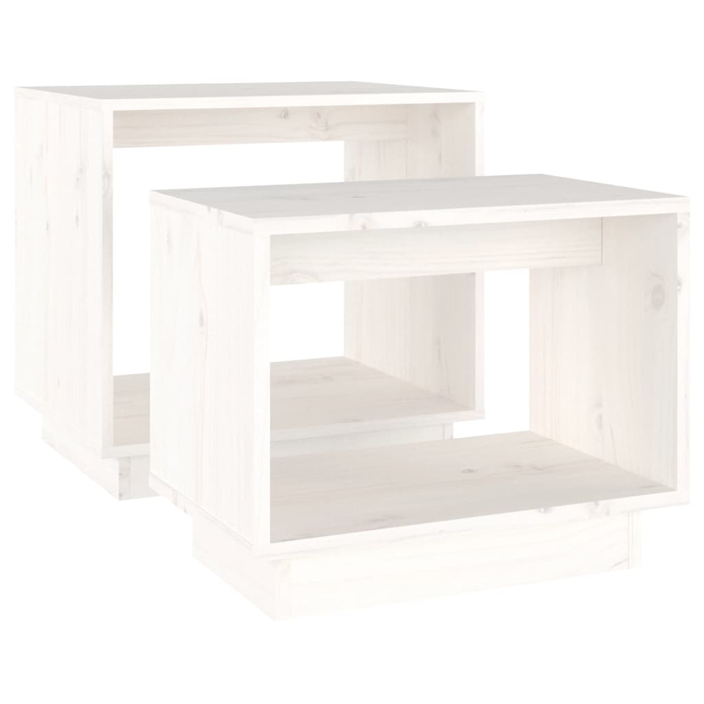 2-Delige Salontafelset Massief Grenenhout Wit