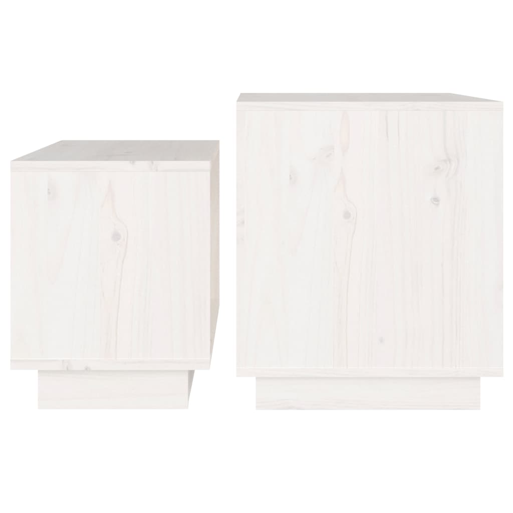 2-Delige Salontafelset Massief Grenenhout Wit