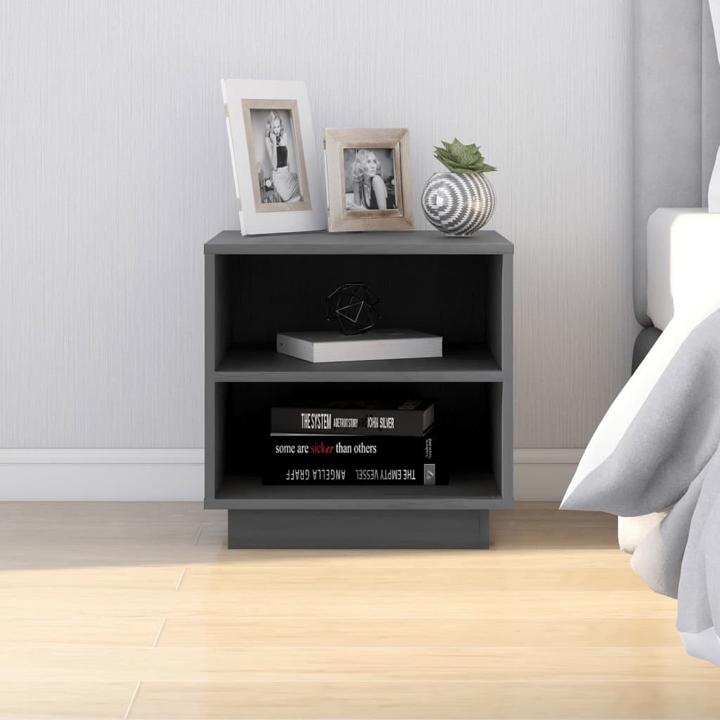Nachtkastjes 2 St 40X34X40 Cm Massief Grenenhout Grijs