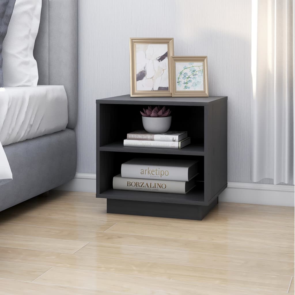 Nachtkastjes 2 St 40X34X40 Cm Massief Grenenhout Grijs