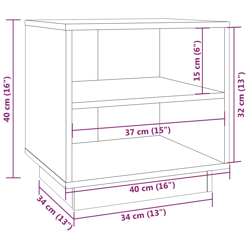 Nachtkastjes 2 St 40X34X40 Cm Massief Grenenhout Zwart