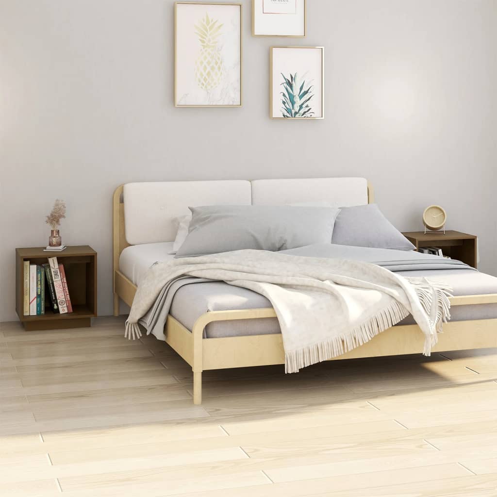 Nachtkastjes 2 St 40X30X40 Cm Massief Grenenhout Honingbruin