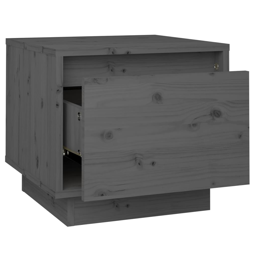 Nachtkastje 35X34X32 Cm Massief Grenenhout Grijs
