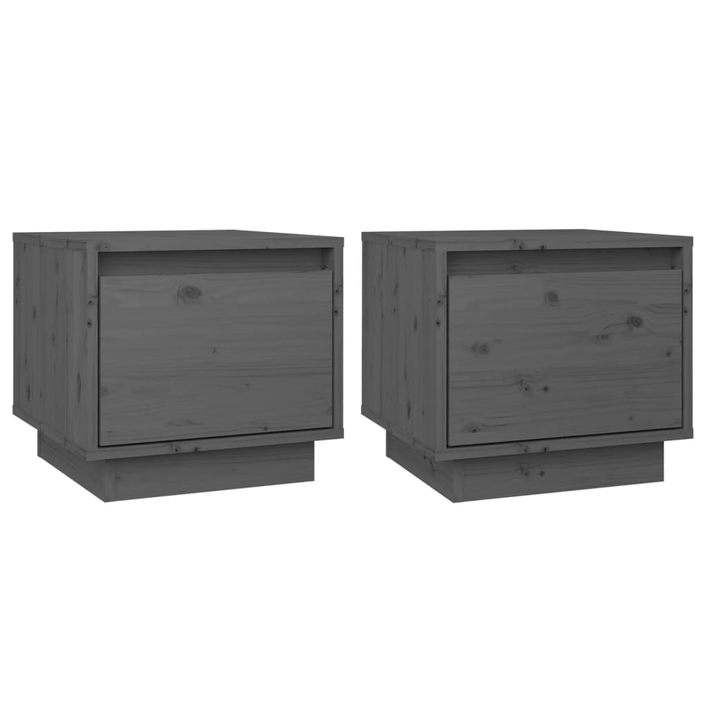 Nachtkastjes 2 St 35X34X32 Cm Massief Grenenhout Grijs