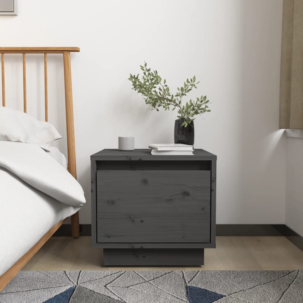 Nachtkastjes 2 St 35X34X32 Cm Massief Grenenhout Grijs