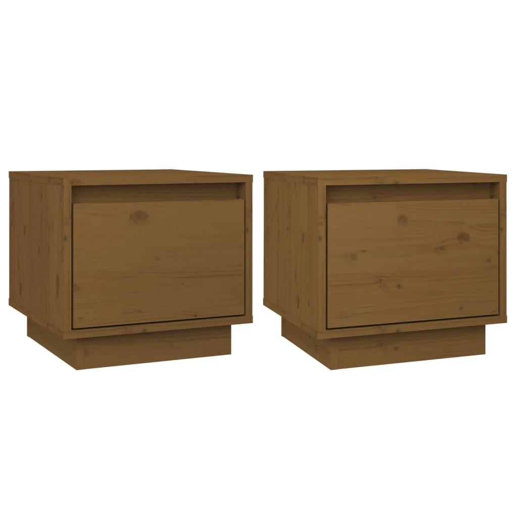 Nachtkastjes 2 St 35X34X32 Cm Massief Grenenhout Honingbruin