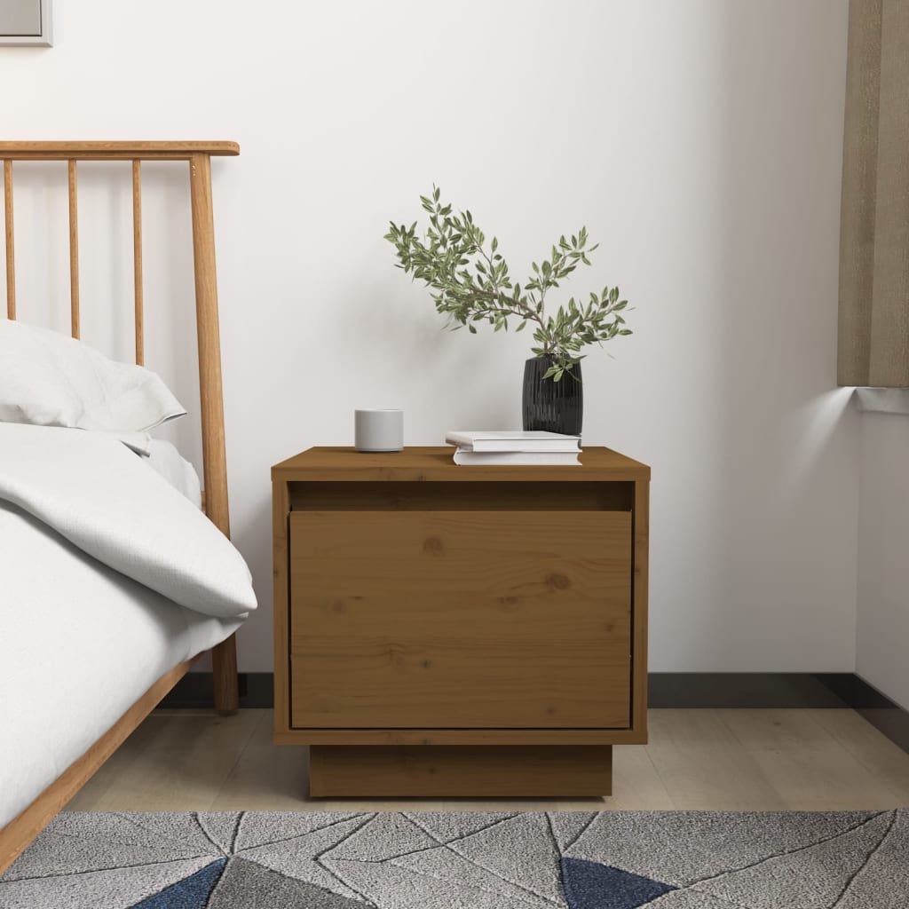 Nachtkastjes 2 St 35X34X32 Cm Massief Grenenhout Honingbruin