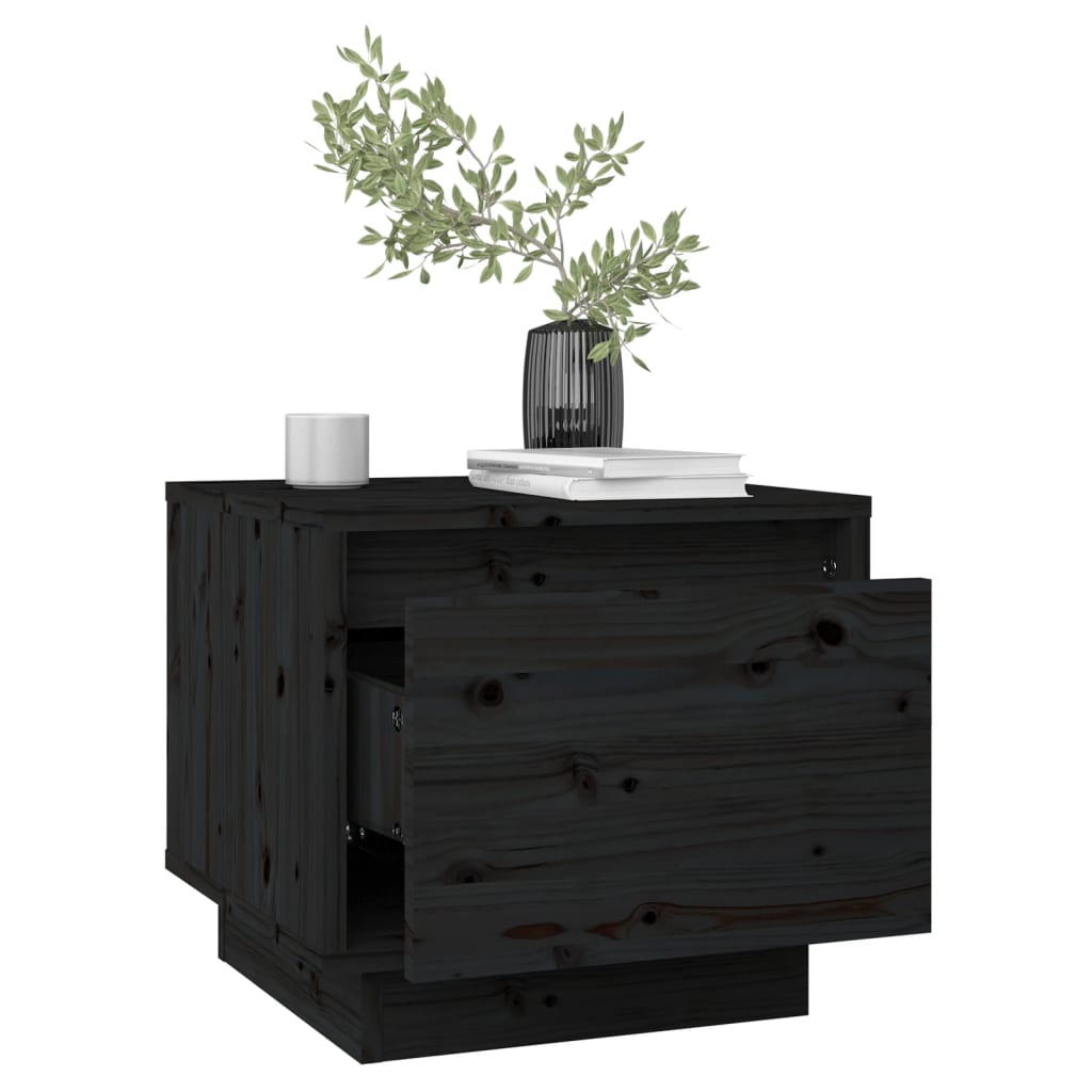 Nachtkastjes 2 St 35X34X32 Cm Massief Grenenhout Zwart