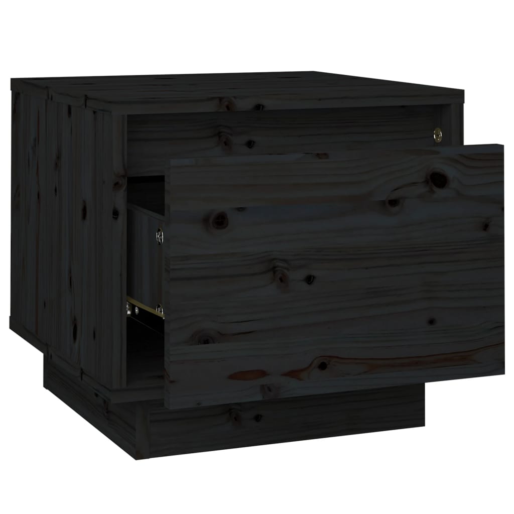 Nachtkastjes 2 St 35X34X32 Cm Massief Grenenhout Zwart
