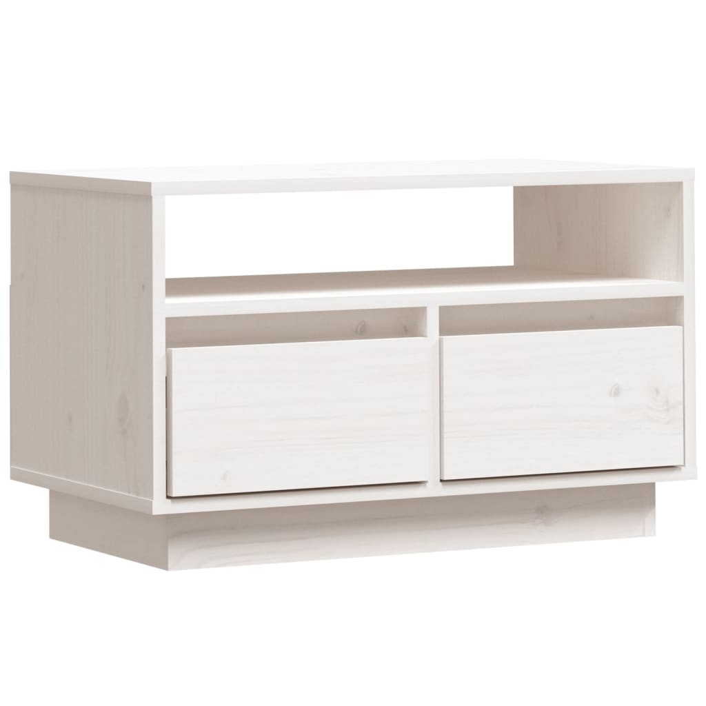 Tv-Meubel 60X35X37 Cm Massief Grenenhout Wit