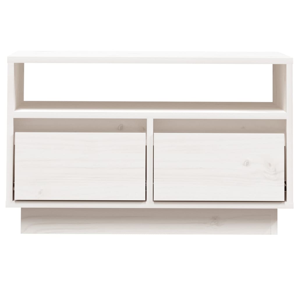 Tv-Meubel 60X35X37 Cm Massief Grenenhout Wit