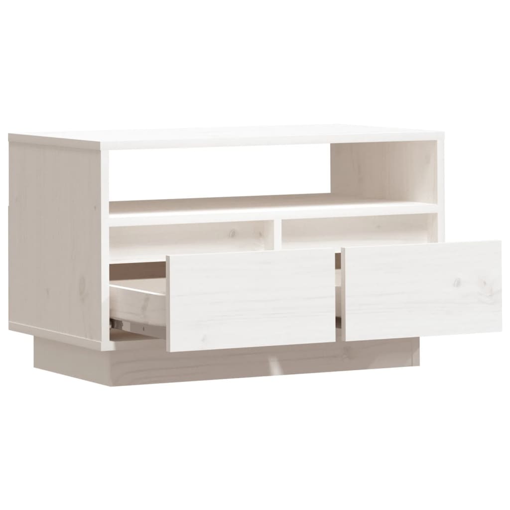 Tv-Meubel 60X35X37 Cm Massief Grenenhout Wit