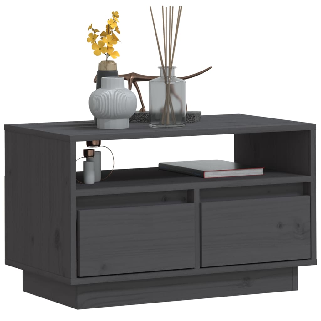 Tv-Meubel 60X35X37 Cm Massief Grenenhout Grijs