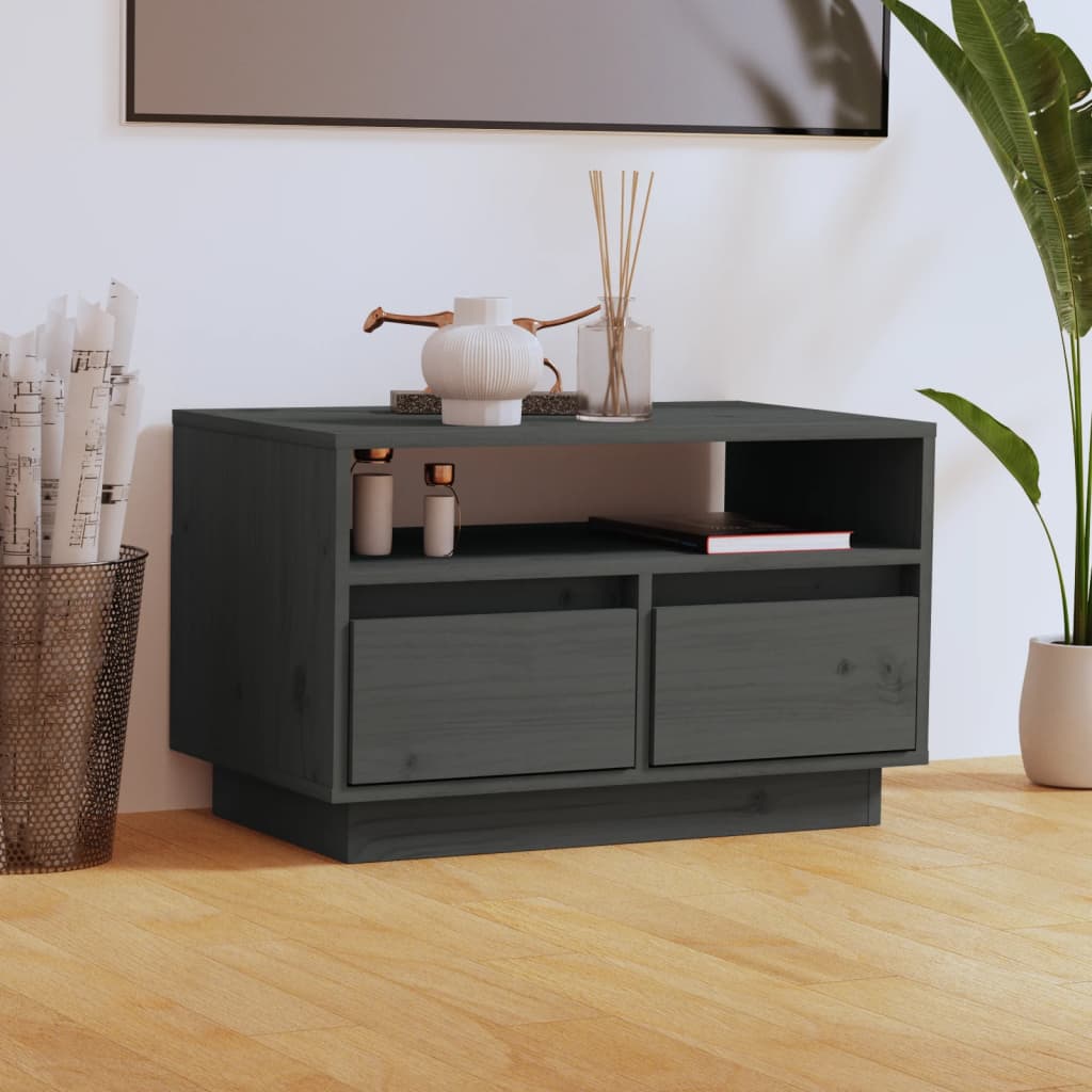 Tv-Meubel 60X35X37 Cm Massief Grenenhout Grijs
