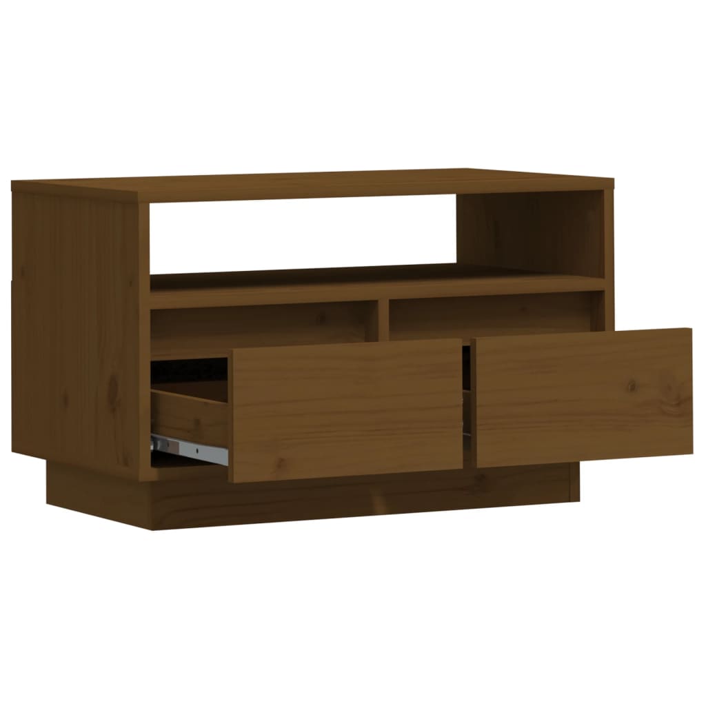 Tv-Meubel 60X35X37 Cm Massief Grenenhout Honingbruin