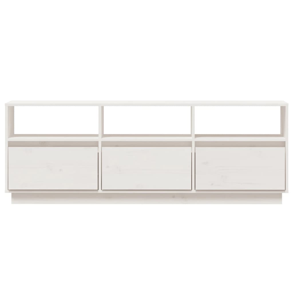 Tv-Meubel 140X37X50 Cm Massief Grenenhout Wit