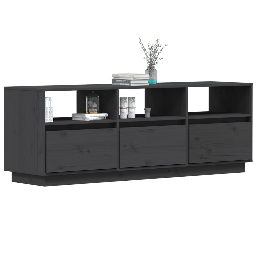 Tv-Meubel 140X37X50 Cm Massief Grenenhout Grijs