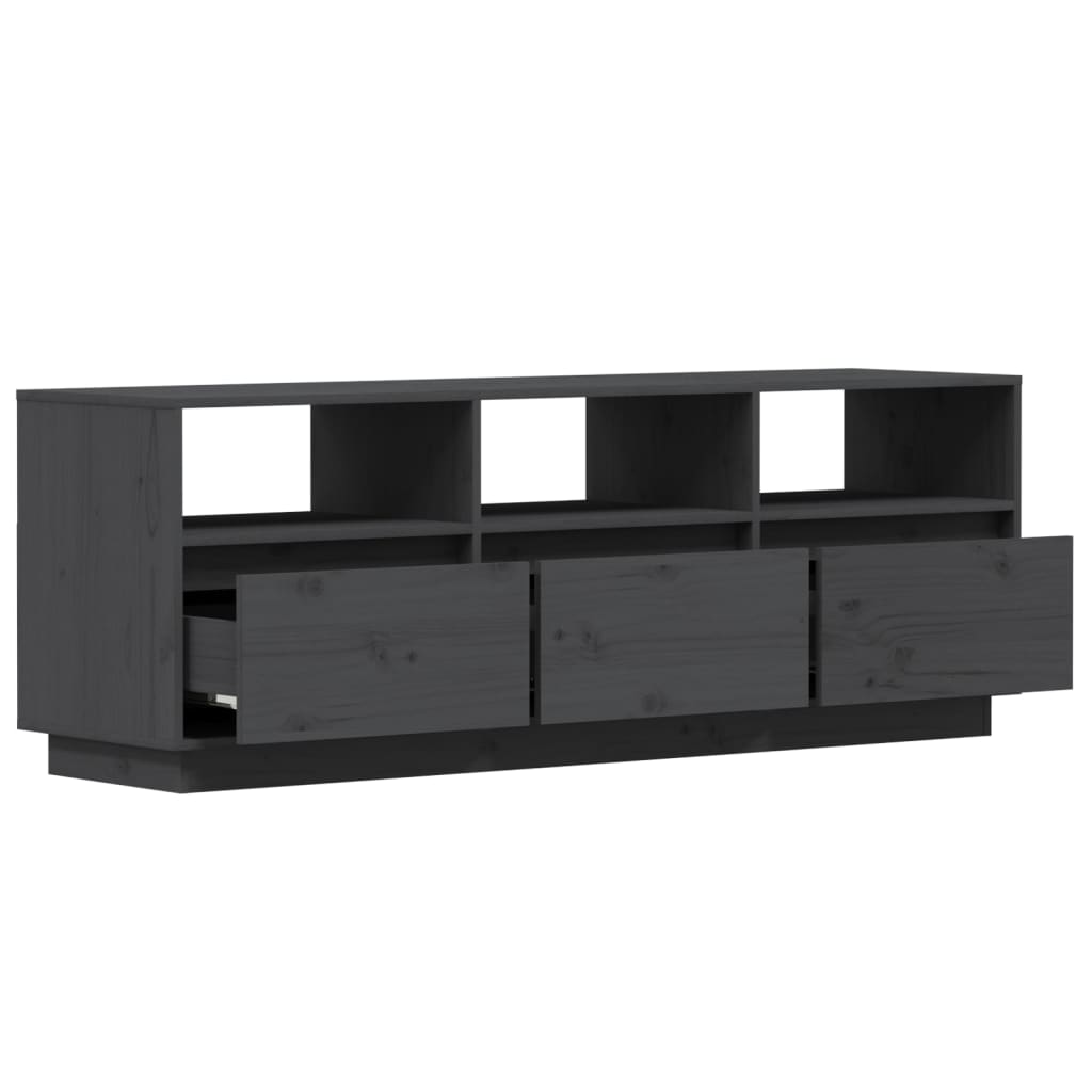 Tv-Meubel 140X37X50 Cm Massief Grenenhout Grijs