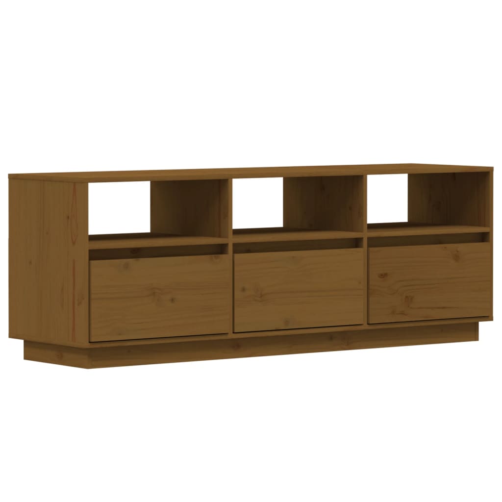 Tv-Meubel 140X37X50 Cm Massief Grenenhout Honingbruin