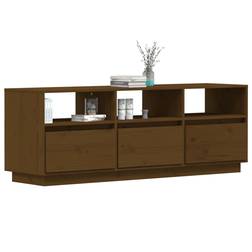 Tv-Meubel 140X37X50 Cm Massief Grenenhout Honingbruin