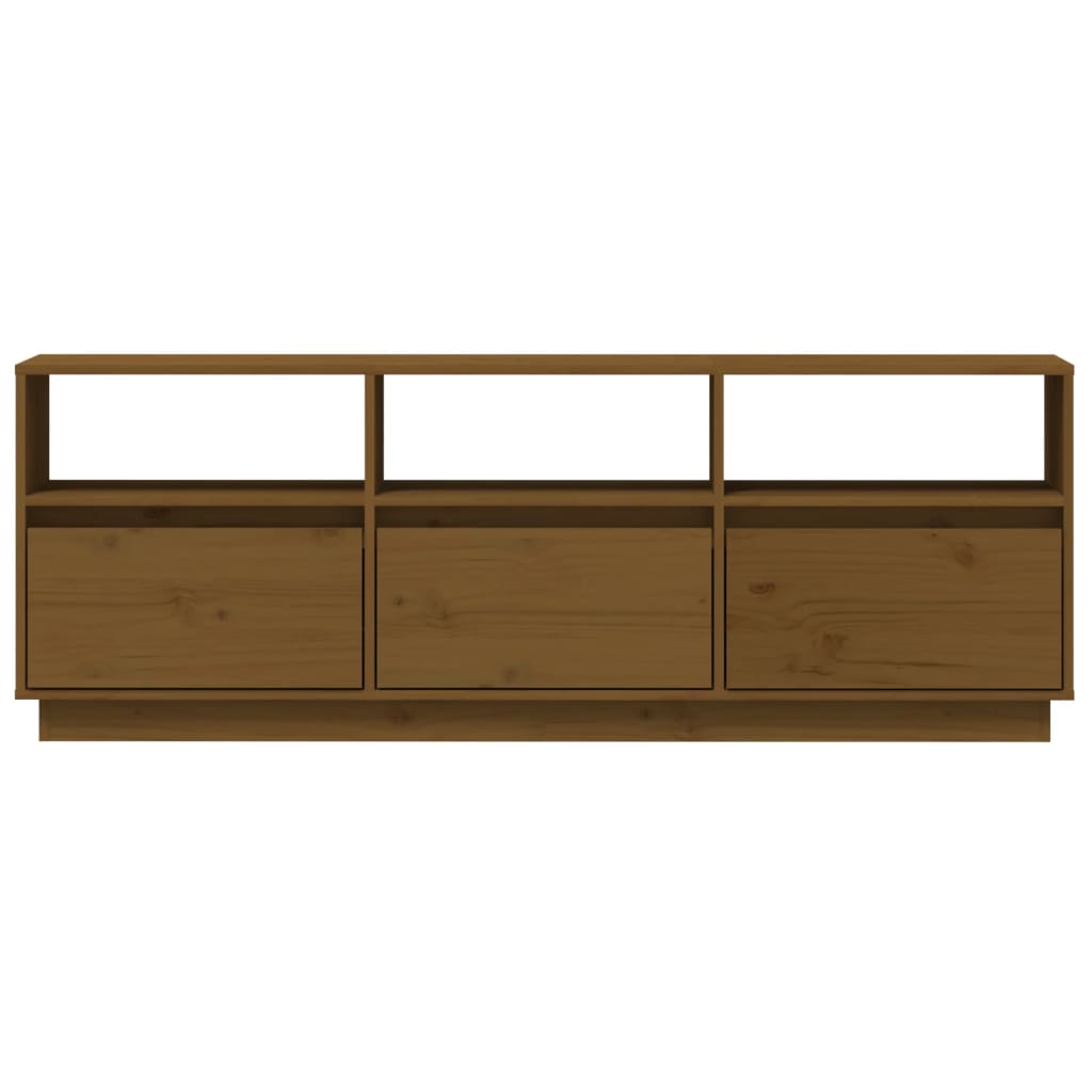 Tv-Meubel 140X37X50 Cm Massief Grenenhout Honingbruin
