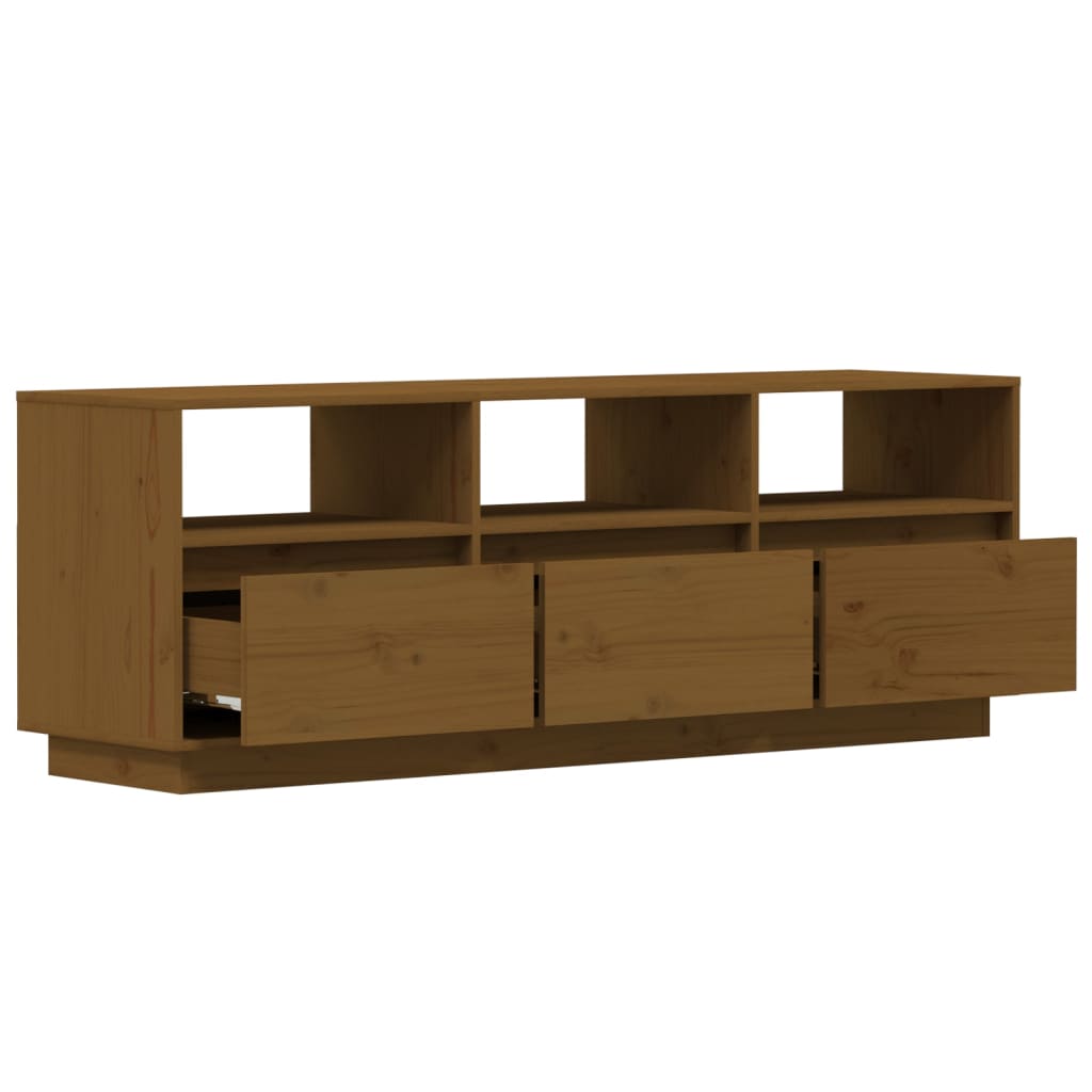 Tv-Meubel 140X37X50 Cm Massief Grenenhout Honingbruin