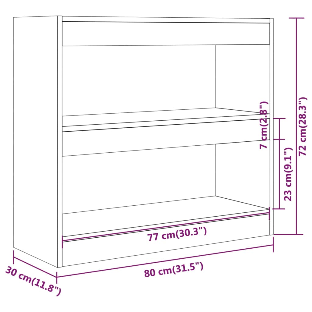 Boekenkast/Kamerscherm 80X30X72 Cm Betongrijs