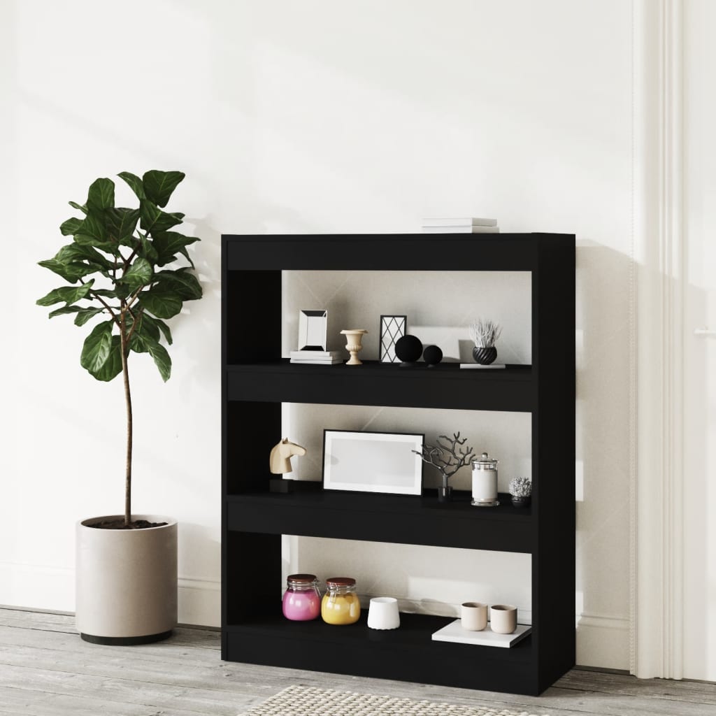 Boekenkast/Kamerscherm 80X30X103 Cm Bewerkt Hout Zwart