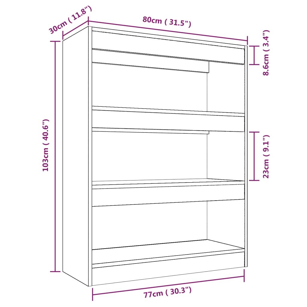 Boekenkast/Kamerscherm 80X30X103 Cm Bewerkt Hout Sonoma Eiken