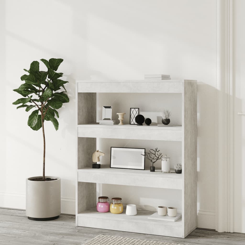 Boekenkast/Kamerscherm 80X30X103 Cm Bewerkt Hout Betongrijs