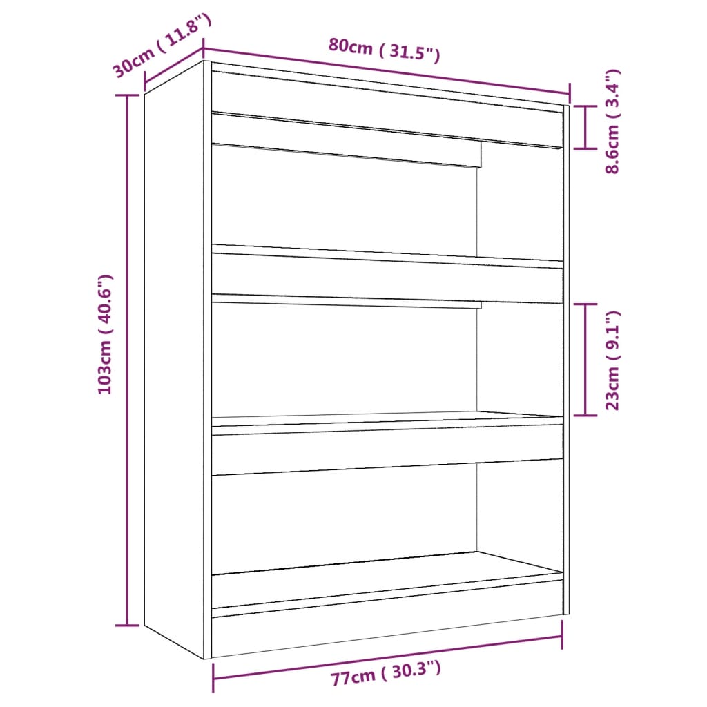 Boekenkast/Kamerscherm 80X30X103 Cm Bewerkt Hout Betongrijs