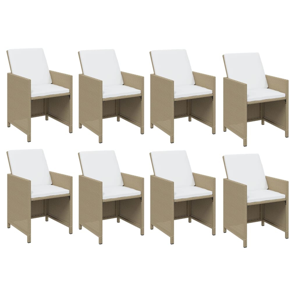 9-Delige Tuinset Met Kussens Poly Rattan Beige